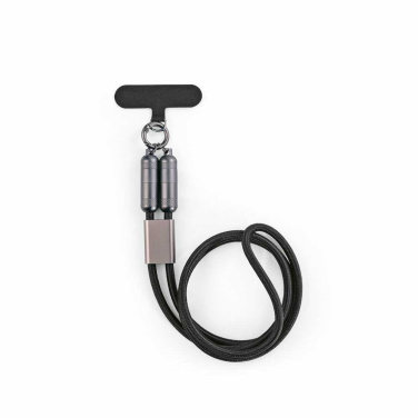 „Marconi 2-in-1“ laidas ir telefono dirželis rPET. USB-C į USB-C. 60 W greitasis įkrovimas., gaminio vaizdas (2)