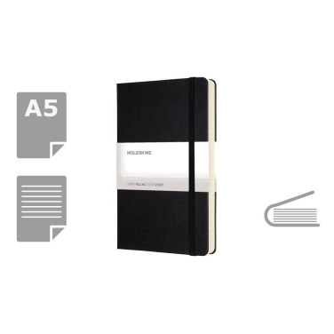 MOLESKINE užrašų knygelė, maždaug A5 formato, juoda, gaminio vaizdas (4)