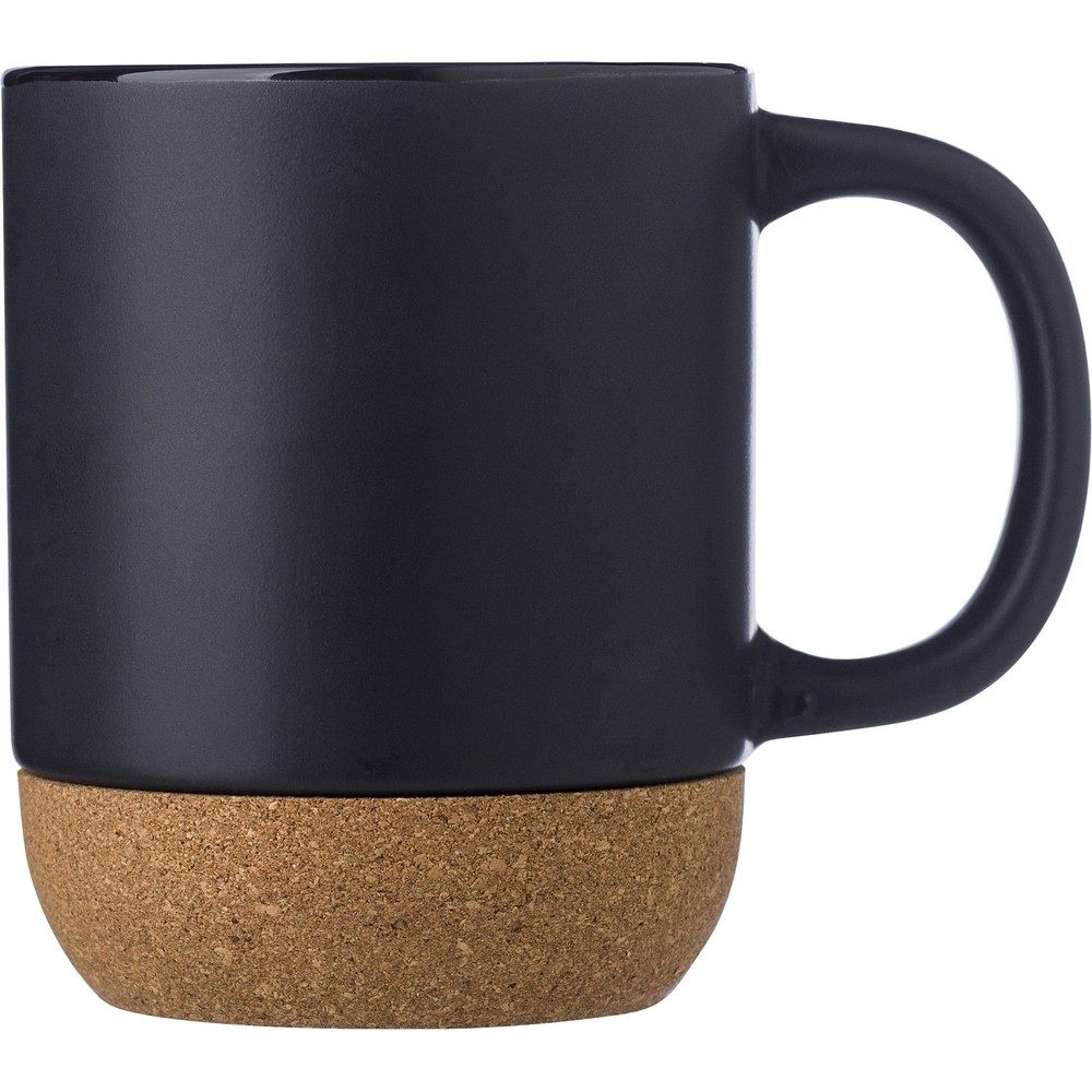 Keraminis puodelis 300 ml su kamštinėmis detalėmis, juoda, gaminio vaizdas (1)