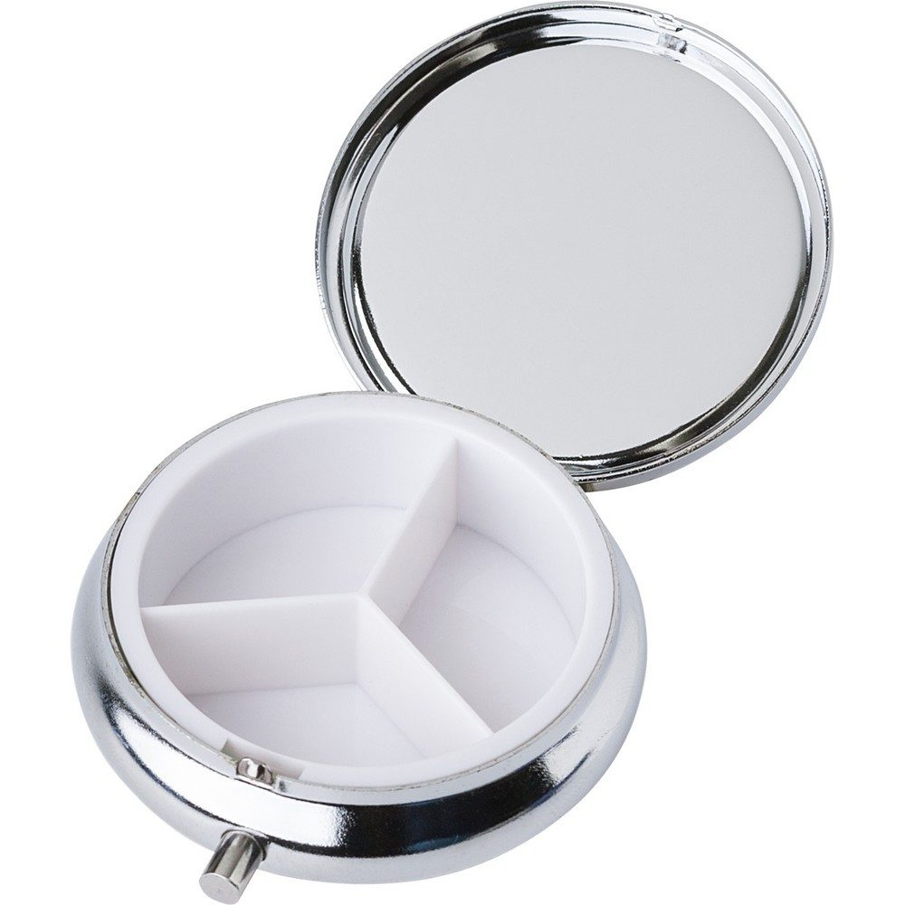 Metalinė tablečių dėžutė su 3 skyriais, veidrodis, gaminio vaizdas (1)