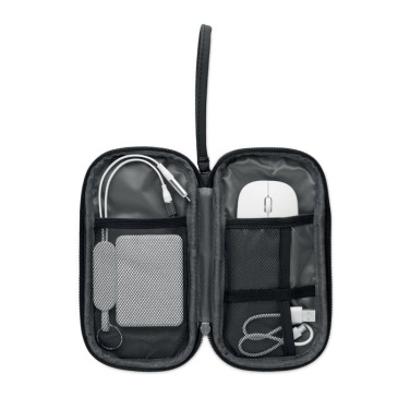 Technologijų organizatoriaus krepšys 600D RPET, Juoda, gaminio vaizdas (2)