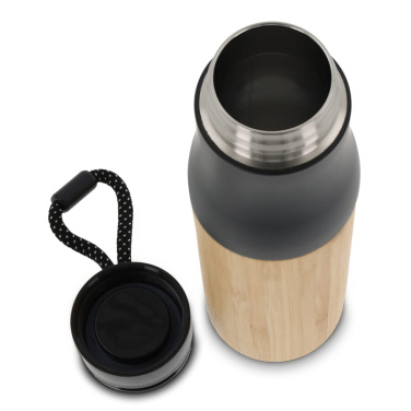 Termosinis butelis su bambuko virve 500 ml, juoda, gaminio vaizdas (2)
