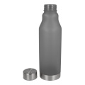 R-PET butelis su matiniu dangteliu 600 ml, ekru / Juoda
