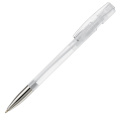 Nash rutulinis rašiklis su metaliniu antgaliu, permatomas, skaidri / balta