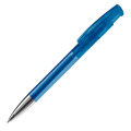 Avalon rutulinis rašiklis su metaliniu, skaidriu antgaliu, skaidrus / mėlynas