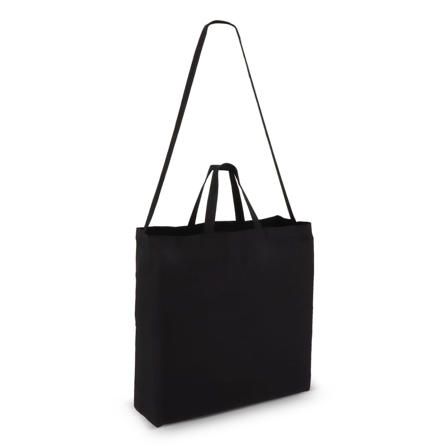 Medvilninis medžiaginis krepšys iš OEKO-TEX® 40 x 13 x 44 cm 220 g/m², juoda, gaminio vaizdas (1)