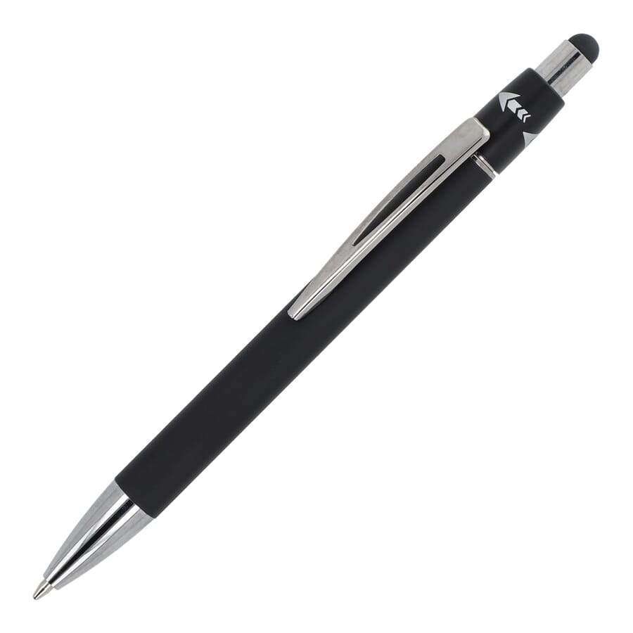 Aliuminio rutulinis rašiklis su suktuku, juoda, gaminio vaizdas (1)