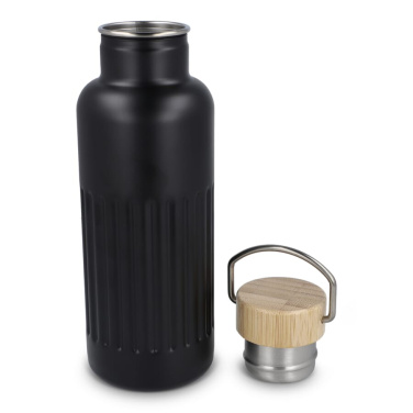Perdirbto nerūdijančio plieno termo butelis 500 ml, juoda, gaminio vaizdas (3)