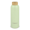 Nerūdijančio plieno butelis „Waterdrop“ su bambuko dangteliu, 600 ml, tamsiai ruda / žalia