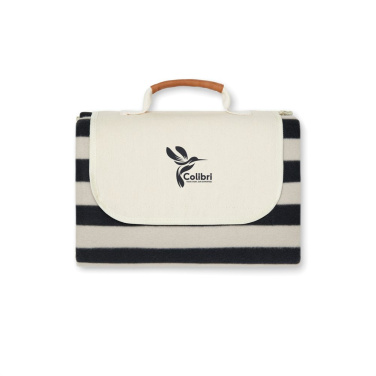 VINGA Alba GRS RPET pikniko antklodė maža, juodas, su logotipu