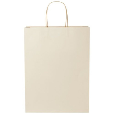 Žemės ūkio atliekų 150 g/m2 popierinis maišelis susuktomis rankenomis - 31 x 12 x 41 cm – balkšva, gaminio vaizdas (2)