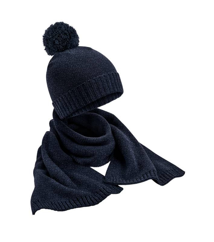 Megzto šaliko ir kepurės dovanų rinkinys, Tamsiai mėlyna dėmė - Beechfield (1)
