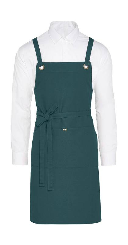 PROVENCE - Kryžminė prijuostė su kilpelėmis ir kišene, Emalio mėlyna - SG Accessories - BISTRO