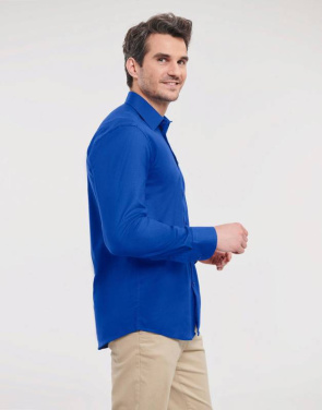 Ilgai languoti Oksfordo marškinėliai, spalva: balta – Russell Collection (3)
