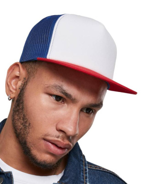 Putų sunkvežimio tipo sportinis kostiumas su baltu priekiu, spalva: raudona/balta/ryškiai mėlyna – Flexfit, Raudona/Balta/Karališka (3)