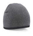 Dvispalvė megzta kepurė su beanie raštu, Grafito pilka/juoda