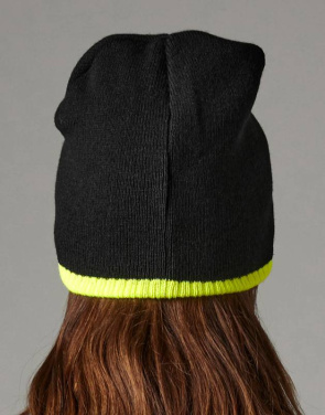 Dvispalvė megzta kepurė su beanie raštu, Grafito pilka/juoda – Beechfield (3)
