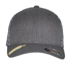 „Flexfit Trucker“ melanžo tinklelio megztinis, spalva: juoda/pilkas melanžas