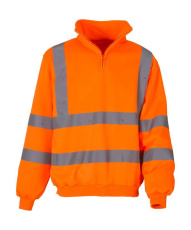 Fluo 1/4 užtrauktuko sportiniai marškinėliai, spalva: fluorescencinė oranžinė