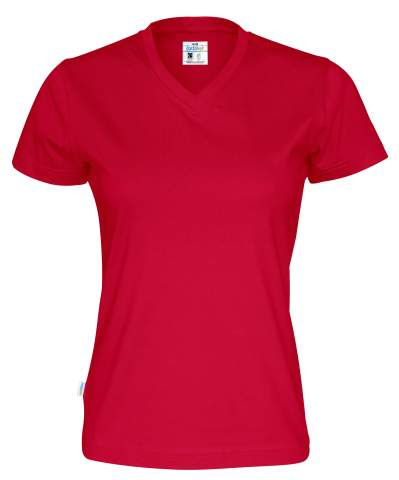 T-shirt Lady – megztinis V formos kaklu, Raudona – Cottover (1)