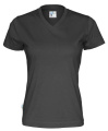T-shirt Lady – megztinis V formos kaklu, Juoda