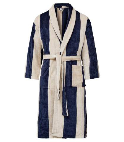Chalatas iš veliūro, Tamsiai mėlyna/smėlio spalvos - Kosta Linnewäfveri (1)