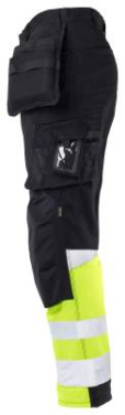 2134 Craftsman Core Stretch Hi-Vis – kelnės, juoda/geltona – Jobman (2)