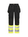 2514 Craftsman Stretch Hi-Vis – kelnės, Juoda / geltona