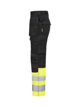 2514 Craftsman Stretch Hi-Vis – kelnės, Juoda / geltona – Jobman (2)