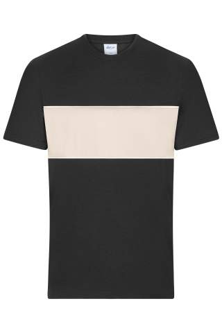 Unisex marškinėliai su spalvų blokais OCS Standard, juoda/smiltainis – James & Nicholson (1)