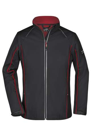 Moteriška softshell striukė su užtrauktuku, juoda/raudona – James & Nicholson (1)