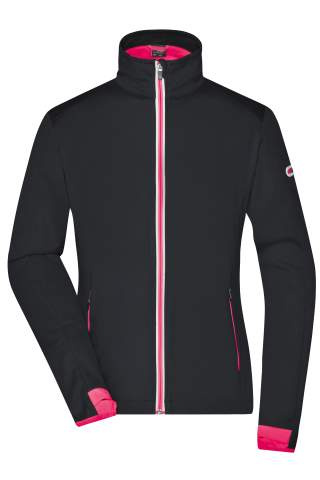 Moteriška sportinė softshell striukė, juoda/šviesiai raudona – James & Nicholson (1)