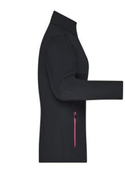 Moteriška sportinė softshell striukė, juoda/šviesiai raudona – James & Nicholson (3)