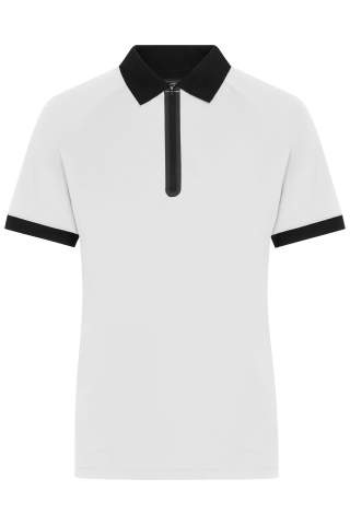 Moteriški polo marškinėliai su užtrauktuku, balta/juoda – James & Nicholson (1)