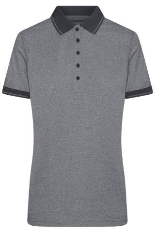 Moteriški polo marškinėliai su viržiniu raštu, juoda melanžas/juoda – James & Nicholson (1)