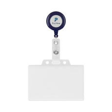 Ištraukiamas ženklelių ritinėlis, apvalios formos, su ⌀2 cm logotipu.