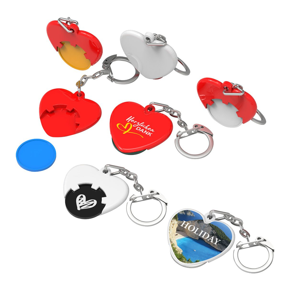 Pirkinių vežimėlio žetono laikiklis „heart“, žalia, gaminio vaizdas (1)