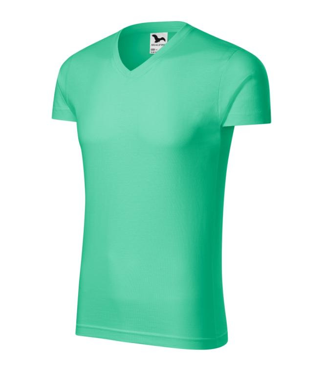 MALFINI Slim Fit V-neck – Vyriški marškinėliai, mėtų, S, gaminio vaizdas (1)