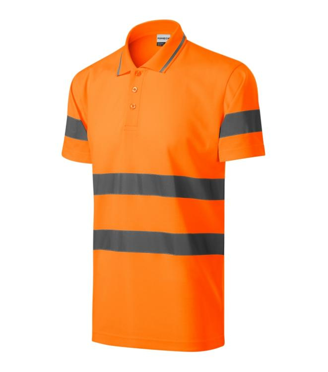 RIMECK HV Runway – Unisex polo marškinėliai, fluorescencinė oranžinė, S, gaminio vaizdas (1)