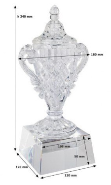 Apdovanojimo trofėjus su krištolo pagrindu - aukštis = 345 mm, gaminio vaizdas (2)