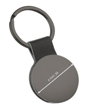 Apvalus, poliruotas raktų pakabukas ir juoda oda, gaminio vaizdas (2)