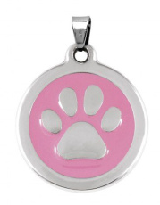 Plieninis pakabukas su letena, rožinis - d=30 mm