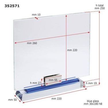 Stiklinė plokštė su mėlynu profiliu 260 × 220 mm, gaminio vaizdas (3)