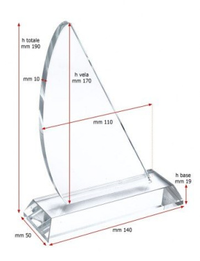 Apdovanojimo trofėjaus burė 170 × 110 × 10 mm, gaminio vaizdas (2)