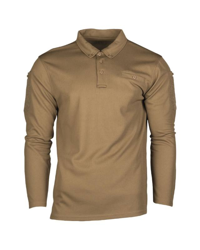 Taktiniai greitai džiūstantys polo marškinėliai su 1/1 rankovėmis, Dark Coyote – Mil-Tec (1)
