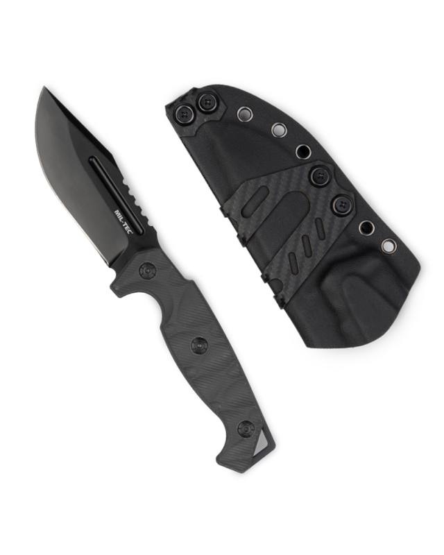 Naujas G10 keterinis kovinis peilis su Kydex makštimi, juodas – Mil-Tec (1)