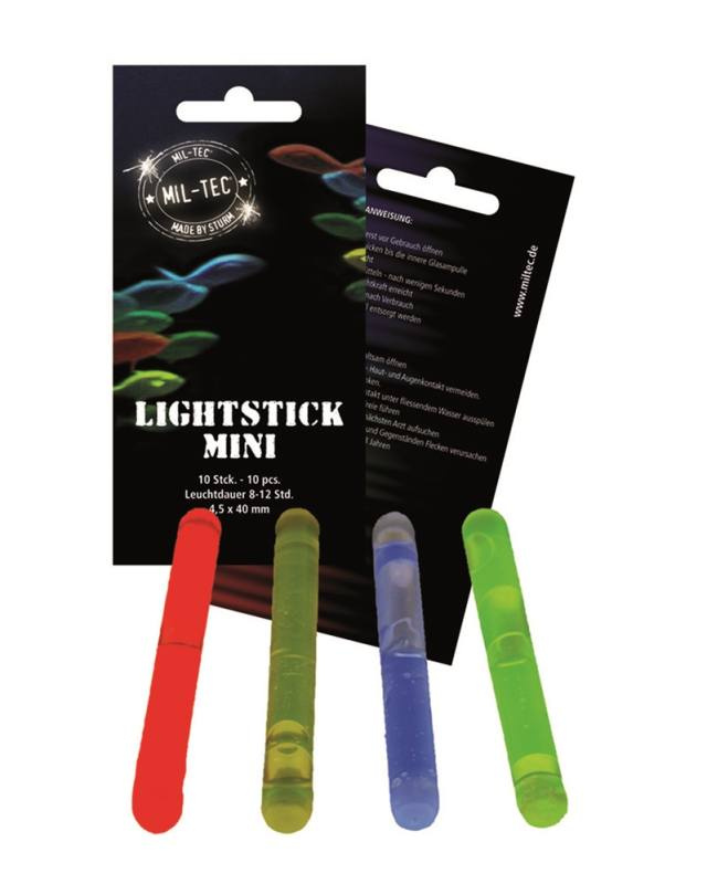 Mini šviečianti lazdelė 4 cm mėlyna (10 vnt.) – Mil-Tec