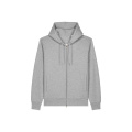 Stanley/Stella Astor unisex džemperis su gobtuvu ir užtrauktuku, pilka melanžinė