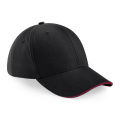 Beechfield B20 kepuraitė su snapeliu, juoda / raudona (Classic Red)