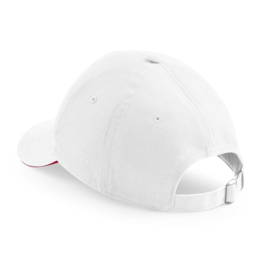 Beechfield B20 kepuraitė su snapeliu - balta / raudona (Classic Red) (3)
